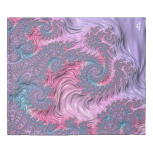 Colorful Boho Hippie Groovy Trippy Pastel Fractal Duvet Cover