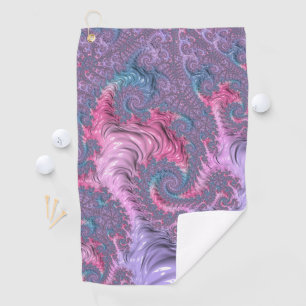 Colorful Boho Hippie Groovy Trippy Pastel Fractal Golf Towel