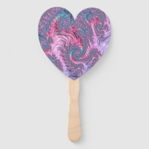 Colorful Boho Hippie Groovy Trippy Pastel Fractal Hand Fan