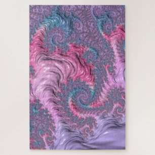 Colorful Boho Hippie Groovy Trippy Pastel Fractal Jigsaw Puzzle