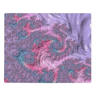 Colorful Boho Hippie Groovy Trippy Pastel Fractal Jigsaw Puzzle