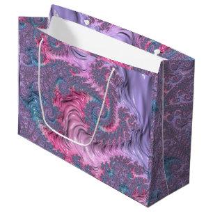 Colorful Boho Hippie Groovy Trippy Pastel Fractal Large Gift Bag