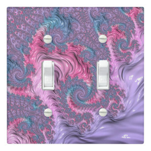 Colorful Boho Hippie Groovy Trippy Pastel Fractal Light Switch Cover