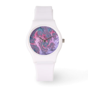 Colorful Boho Hippie Groovy Trippy Pastel Fractal Watch