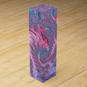 Colorful Boho Hippie Groovy Trippy Pastel Fractal Wine Box