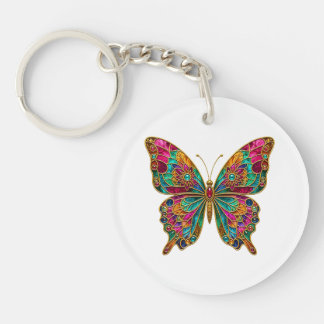 Colorful Boho Mandala Butterfly Acrylic Keychain