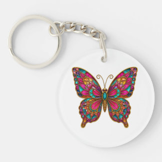 Colorful Boho Mandala Butterfly Acrylic Keychain