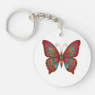 Colorful Boho Mandala Butterfly Acrylic Keychain