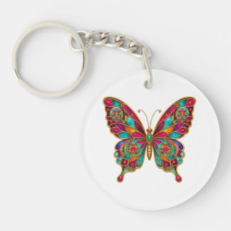 Colorful Boho Mandala Butterfly Acrylic Keychain