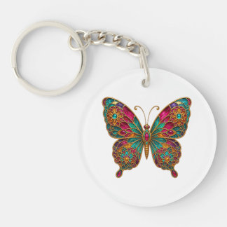 Colorful Boho Mandala Butterfly Acrylic Keychain