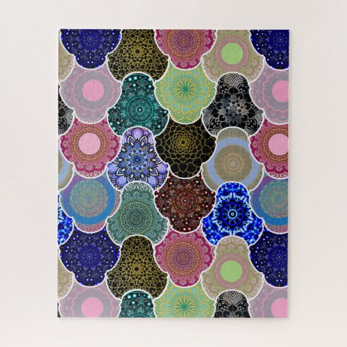 Colorful Boho Mandala Pattern Jigsaw Puzzle