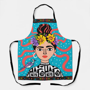 Colorful Boho Mexican Folk Art Kitchen Apron