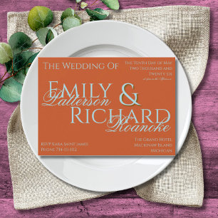 Colorful Boho Minimalist Dark Orange & Teal Invitation