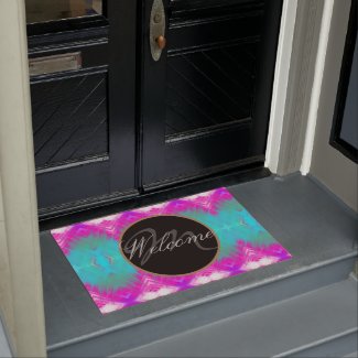 Colorful Boho Monogramed Welcome Doormat