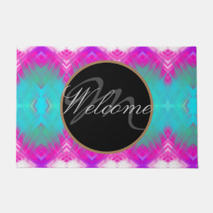 Colorful Boho Monogramed Welcome Doormat