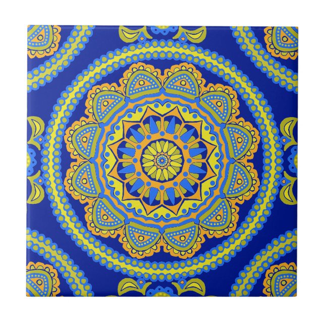 Colorful Boho Moroccan Ceramic Tile (Front)