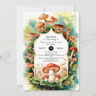 Colorful Boho Mushroom Birthday Invitation