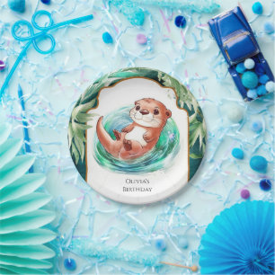 Colorful Boho Otter Birthday Paper Plates