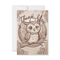 Colorful Boho Owl Thank You Card