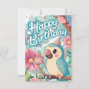Colorful Boho Parrot Digital Birthday Card