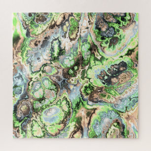 Colorful Boho Pastel Fractal Marble Abstract Art Jigsaw Puzzle