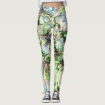 Colorful Boho Pastel Fractal Marble Abstract Art Leggings