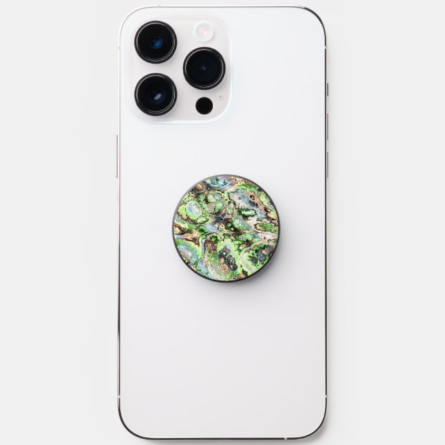 Colorful Boho Pastel Fractal Marble Abstract Art PopSocket (Front)