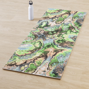 Colorful Boho Pastel Fractal Marble Abstract Art Yoga Mat