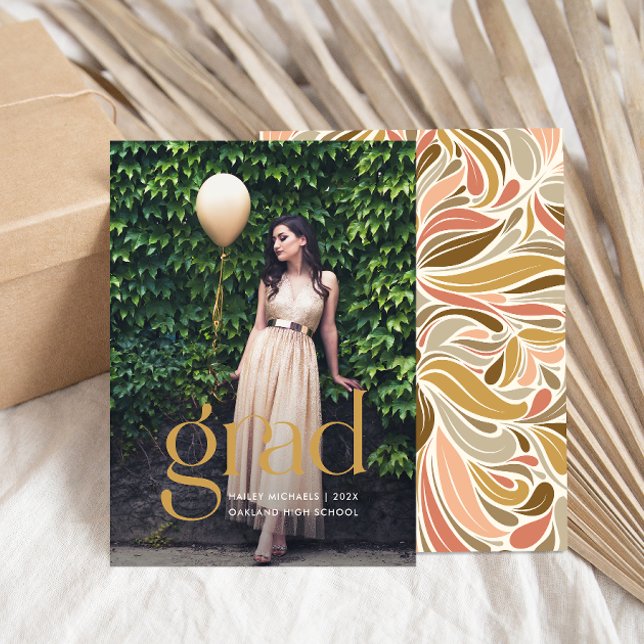 Colorful Boho Pattern Photo Graduation Invitation (Creator Uploaded)