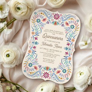 Colorful Boho Photo Quinceanera Invitation