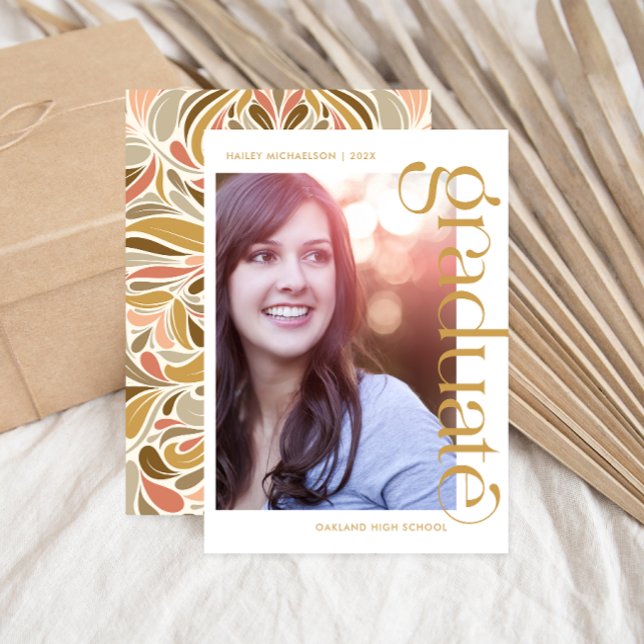 Colorful Boho Print Graduation Photo Invitation (Creator Uploaded)