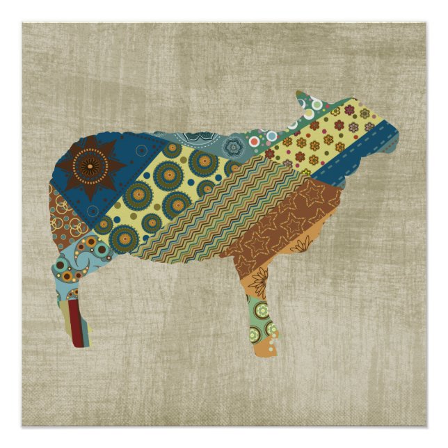 Colorful BoHo Quilt Sheep Design Poster (Front)