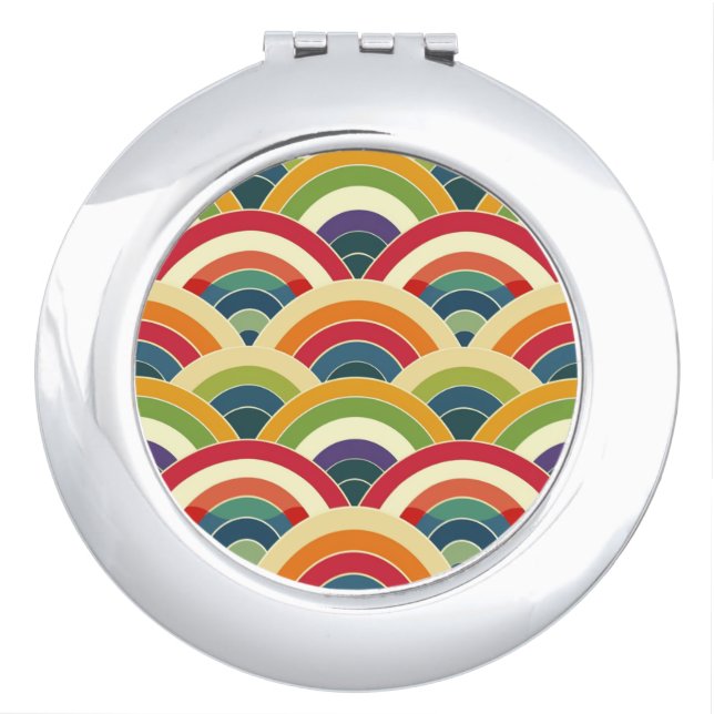 Colorful Boho Rainbow Compact Mirror (Front)