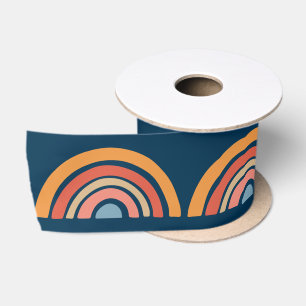 Colorful boho rainbow design satin ribbon
