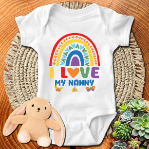 Colorful Boho Rainbow I Love My Nanny Baby Bodysuit