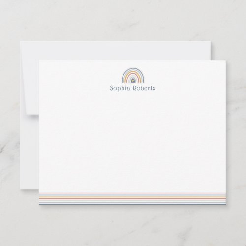 Colorful Boho Rainbow Line Kids Stationery Note Card