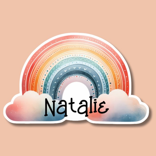 Colorful Boho Rainbow Monogram Waterproof Sticker (Creator Uploaded)