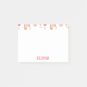 Colorful Boho Rainbow Pattern Name Personalized Post-it Notes
