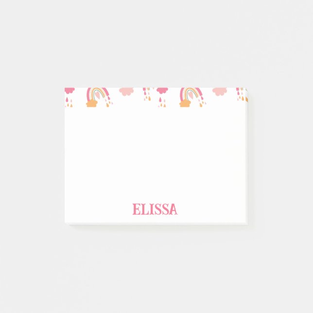 Colorful Boho Rainbow Pattern Name Personalized Post-it Notes (Front)