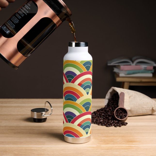Colorful Boho Rainbow Water Bottle (Coffee)