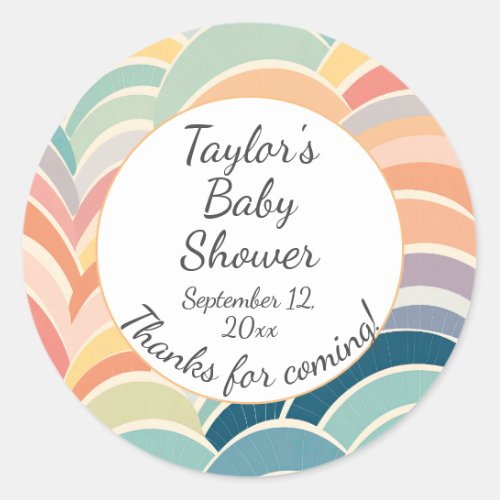 Colorful Boho Rainbows Baby Shower Classic Round Sticker