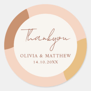 Colorful Boho Retro Arches Thank You Wedding Classic Round Sticker