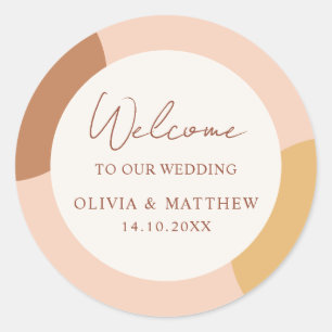 Colorful Boho Retro Arches Welcome Wedding Classic Round Sticker