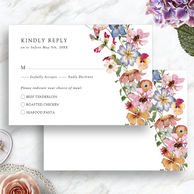 Colorful Boho RSVP Card (Colorful Floral Boho RSVP Card by Painted Paperie
)