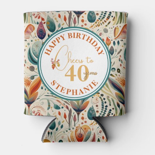 Colorful Boho Style Adult Birthday Party  Can Cooler