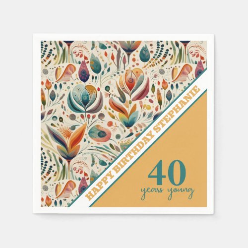 Colorful Boho Style Adult Birthday Party I Napkins