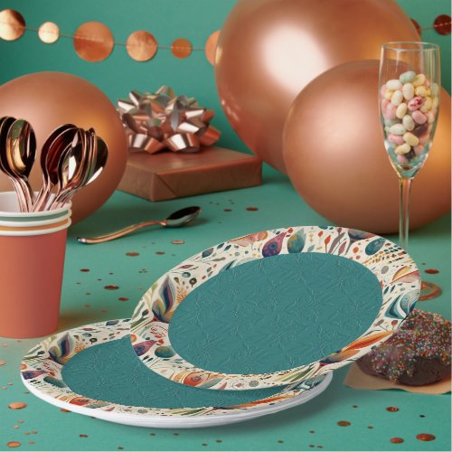 Colorful Boho Style Adult Birthday Party I Round Paper Plates