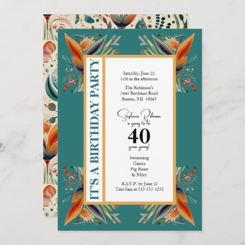 Colorful Boho Style Adult Birthday Party Invitation