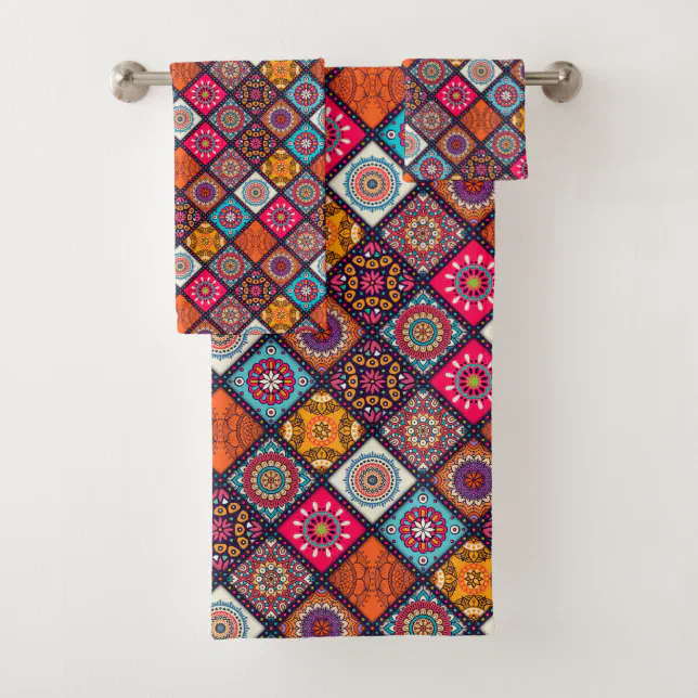 colorful boho style bath towel set Zazzle