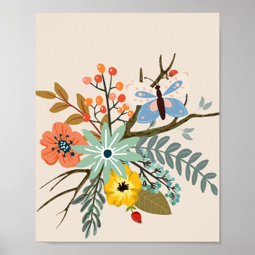 Colorful Boho Style Flower Poster